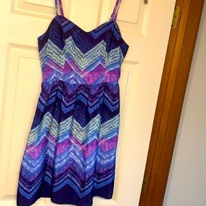 American Eagle blue/purple print cutout dress